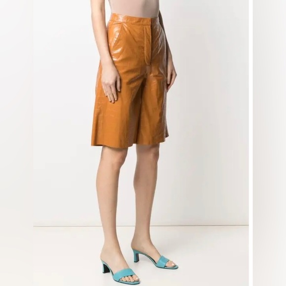 Remain Manua Tan Leather Embossed Knee Shorts - New, $621 Approx. MSRP - Picture 2 of 9